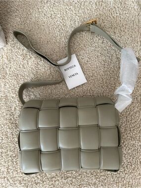 Bottega Veneta Padded Intrecciato Leather Shoulder Bag — Sage Green